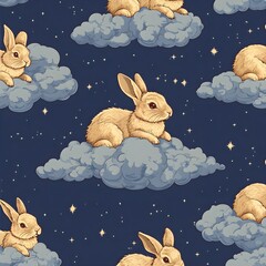 Wall Mural - Bunnies in the Clouds