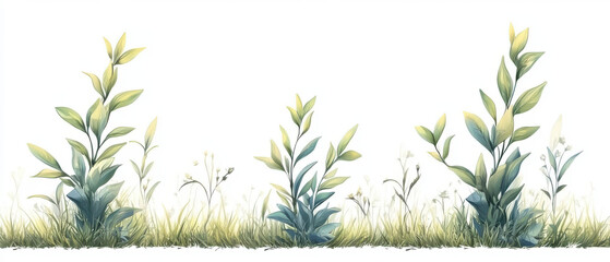 Wall Mural - A row of green plants with some yellow leaves