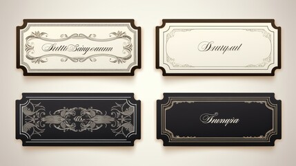 for product label black and white text frames in the center rectangle set