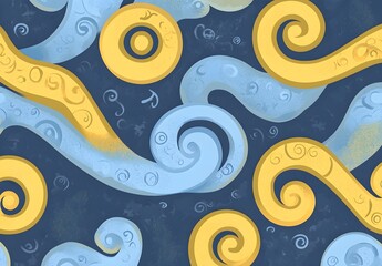 Poster - Abstract Blue and Yellow Swirls