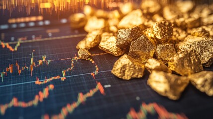 Aufkleber - A detailed screenshot of an online trading platform showcasing real-time gold prices and trends, with charts and indicators prominently displayed, appealing to investors.