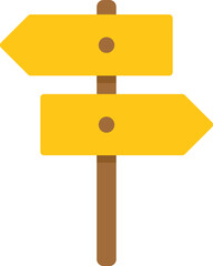 Canvas Print - Two blank yellow road signs are pointing in opposite directions on a wood post, great image for decision making