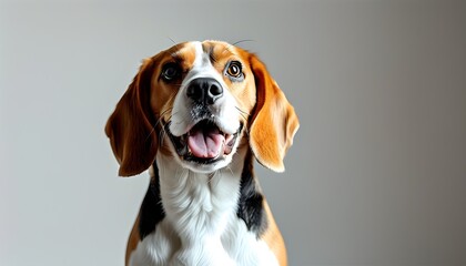 Wall Mural - Charming Beagle with a Warm Smile in a Minimalist Studio Setting