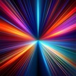 © AustinSANC - Abstract speed glowing light bold colors background banner illustration - Speedy motion blur creating flashy pattern of straight lines for web banner and wallpaper design (Generative Ai)