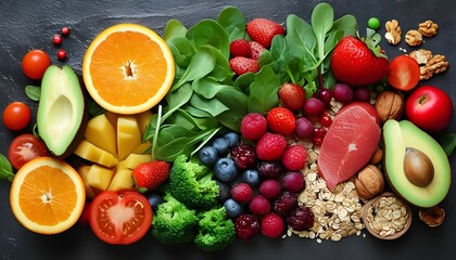 Wall Mural - Essence of Balanced Diet and Healthy Eating for Optimal Nutrition