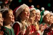 © woters - Smiling children dressed in festive holiday costumes perform a joyful Christmas song during a school event in December