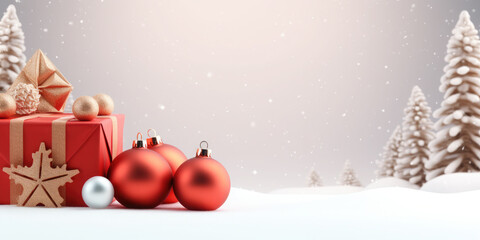 Wall Mural - christmas balls on a festive background. christmas banner.