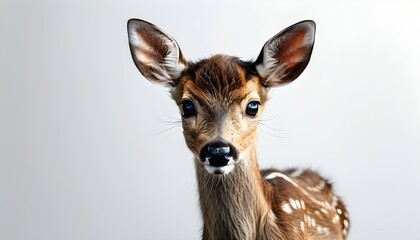 Wall Mural - Isolated Portrait of Fallow Deer on White Background