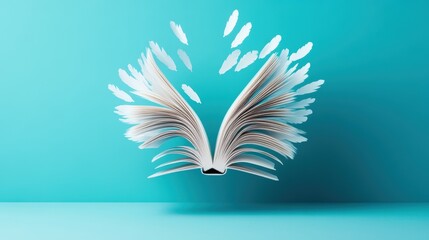 Wall Mural - A book with pages turning into wings, symbolizing a strategy that takes flight with unconventional methods.