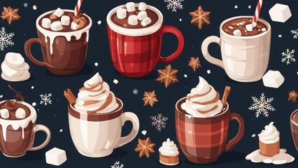 Canvas Print - Winter hot drinks, christmas cookies