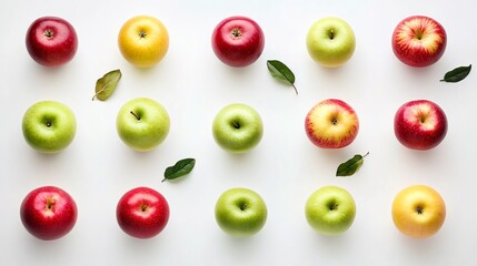 Wall Mural - A collection of apples, isolated on a white background