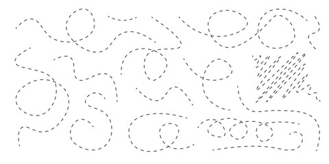 Wall Mural - hand-drawn dotted and dashed lines illustrations isolated collection set. vector icons in flat style