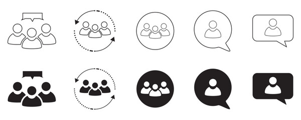 Wall Mural - group people chat communication icons symbol sign vector set. vector illustration