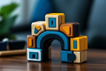 Aufkleber - Minimalist alphabet block design, with clean, simple lines representing early childhood education through playful learning