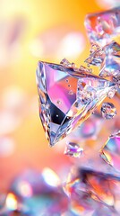 Wall Mural -   A diamond on a colorful backdrop, with a hazy diamond image