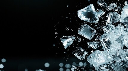 Wall Mural -   A picture shows a heap of ice cubes with water spraying from one cube onto another side