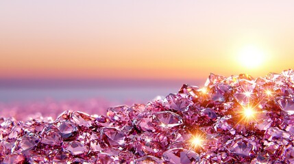 Wall Mural - pink diamonds atop a purple mound bathed by sunlight