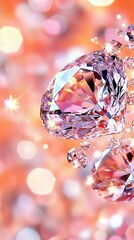 Wall Mural -    a pink diamond against a white background with sparkling lights in the backdrop