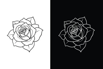 Wall Mural - rose flower outline icon vector on white background .