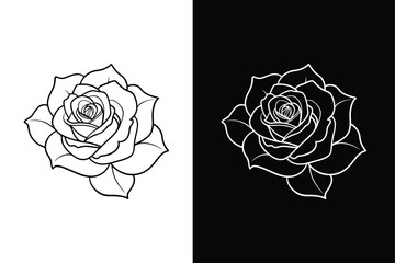 Wall Mural - rose flower outline icon vector on white background .