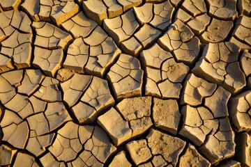 Wall Mural - Macro shot of cracked earth due to drought