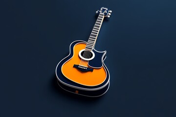 Poster - Minimalist guitar icon, with clean lines and simple shapes representing an acoustic guitar, capturing the essence of music in a sleek, modern style