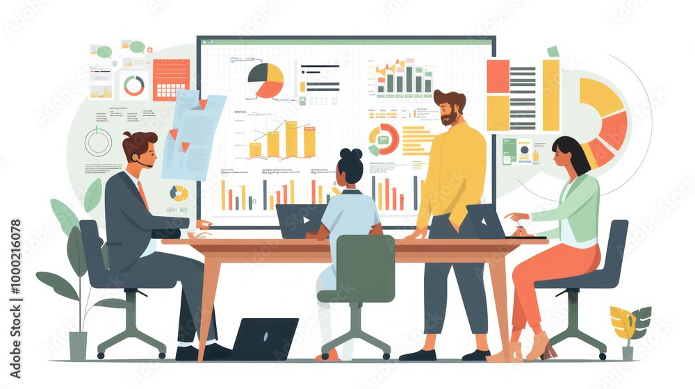 A visual of sales teams using collaborative tools and strategies to drive performance and meet their sales targets.