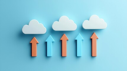 Cloud icons transforming into business growth charts, cloud impact, business performance