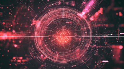 Glitchy HUD reticle in cyberpunk style, creating a techy user interface for sci-fi games, movies, or VR. Perfect overlay template for cyber and tech concepts. 