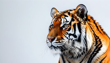 Wall Mural - Majestic tiger portrait against a pristine white backdrop