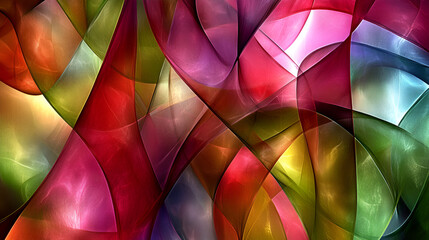 Wall Mural - vibrant abstract design with intertwining colors and smooth curves creating a harmonious visual expe