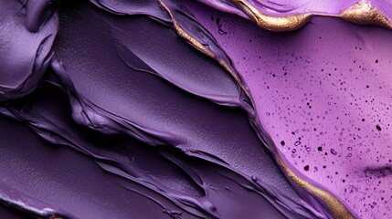 Sticker -  A close-up view of a purple and gold surface with water drops on its surface