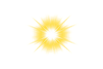 Wall Mural - lens flare light effect isolated on transparent background. gold glowing star light with sparkle ray