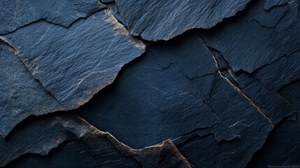 Canvas Print -  A tight shot of a slate piece with a visible fissure, appearing as if it's been split open