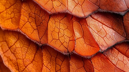 Wall Mural -  A tight shot of an orange-brown textured leaf pattern on its exterior