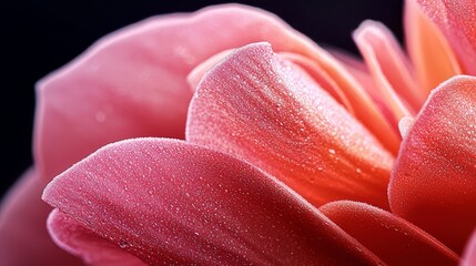 Sticker -  A tight shot of a pink blossom, adorned with dewdrops on its petals and at its core