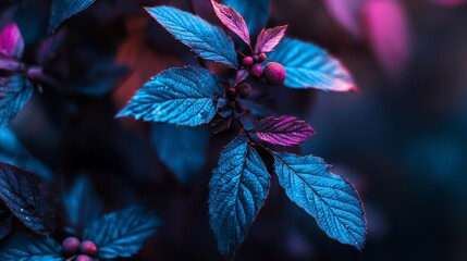 Canvas Print - leaves are green, berries red, atop