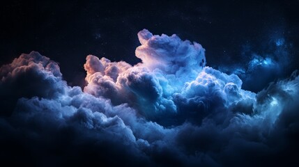 Canvas Print -  A cluster of clouds in the sky with a solitary star at its heart