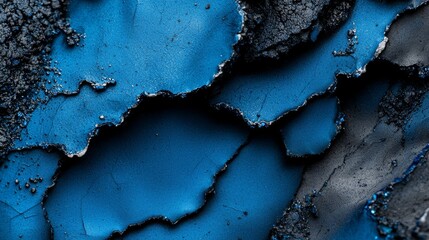 Sticker -  A tight shot of melted-appearing art showcasing blue and black paints merged on its surface