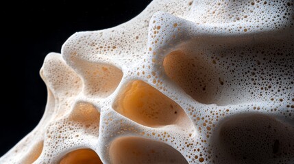 Poster -  A tight shot of a white object with circular holes, positioned against a black backdrop