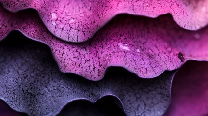 Sticker -  A tight shot of a purple flower, adorned with droplets of water on its pink-purple petals