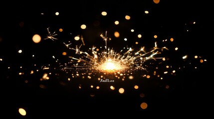 Canvas Print - Sparks Explosion Dark Background at Night