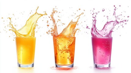 Canvas Print - Colorful Drink Splash Trio