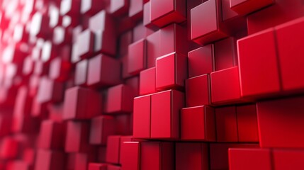 Wall Mural - Red Abstract Cubic 3D Background