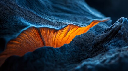 Poster -  A tight shot of an orange-glowing rock formation; light emanates from its peak and base