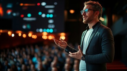 Business Speaker Presenting at Conference