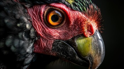 Sticker -  A tight shot of a vibrant bird's head against a black background