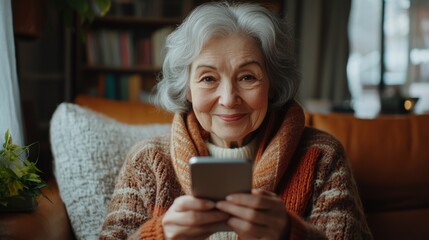 Poster - Senior Woman Using Smartphone