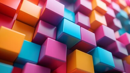 Sticker - Colorful Cubes Abstract Background