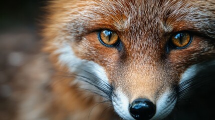 Canvas Print -  A tight shot of a red fox's face revealing its blue eyes